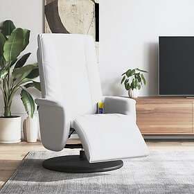 vidaXL Massagefåtölj med fotstöd vit konstläder 356518