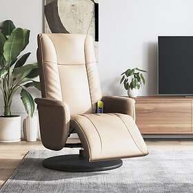 vidaXL Massagefåtölj med fotstöd cappuccino konstläder 356516