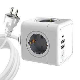 MicroConnect Powercube USB-C/A Grenuttag 4 uttag, 1.5m Vit