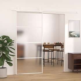 vidaXL Sliding Door frostat ESG-glass och aluminium 90x205 cm vit 151661