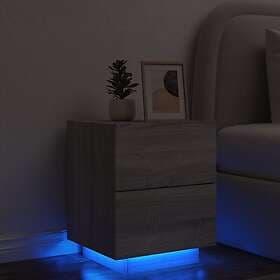 vidaXL Sängbord med LED-lampor grå sonoma konstruerat trä 836745