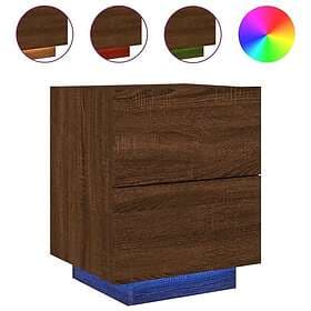 vidaXL Sängbord med LED-lampor brun ek konstruerat trä 836747