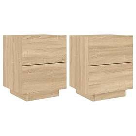 vidaXL Sängbord med LED-lampor 2 st sonoma-ek konstruerat trä 836740