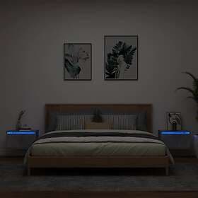 vidaXL Väggmonterade sängbord med LED-lampor 2 st betonggrå 836833
