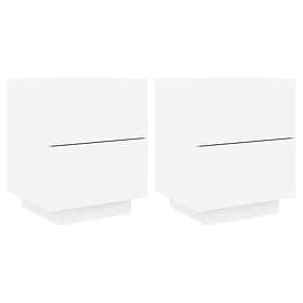 vidaXL Sängbord med LED-lampor 2 st vit konstruerat trä 836736