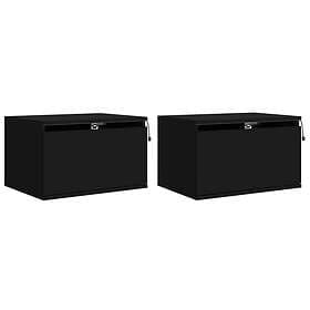vidaXL Väggmonterade sängbord med LED-lampor 2 st svart 836829