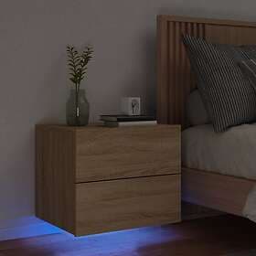 vidaXL Väggmonterat sängbord med LED-lampor sonoma-ek 836816
