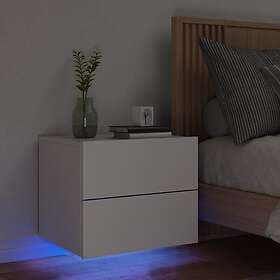 vidaXL Väggmonterat sängbord med LED-lampor vit 836812