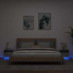 vidaXL Nightstand 2 pcs Concrete Grey 40x39x37cm LED Lights 836805