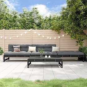 vidaXL Loungegrupp för trädgården 4 delar svart massiv furu 3186596