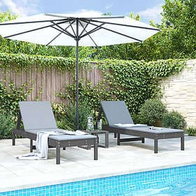 vidaXL Sunbed 2 pcs solid pine wood grey 199.5x60x74 cm