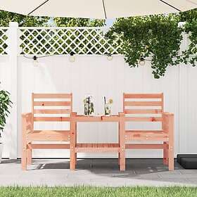 vidaXL Trädgårdsbench med bord 2-sits massivt douglasträ 825161