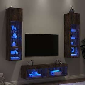 vidaXL TV Stand 6 delar LED rökfärgad ek konstruerat trä 3216626