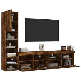 vidaXL TV Stand 4 delar LED rökfärgad ek konstruerat trä 3216715