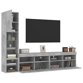 vidaXL TV Stand 4 delar LED betonggrå konstruerat trä 3216714