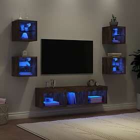 vidaXL TV Stand 7 delar LED rökfärgad ek konstruerat trä 3216587