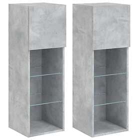 vidaXL TV Stand med LED-belysning 2 st betonggrå 30.5x30x90 cm 837008