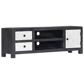 vidaXL TV Stand handsnidad grå&vit 120x30x40 cm massivt mangoträ 282723