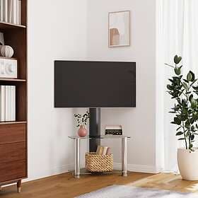 vidaXL TV Stand corner 2 shelves for 32-70 inches black and silver 358165