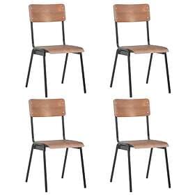 vidaXL Matstolar 4 st massiv plywood stål brun 280085