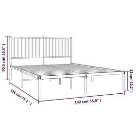 vidaXL Bed Frame med huvudgavel metall vit 135x190 cm 350930