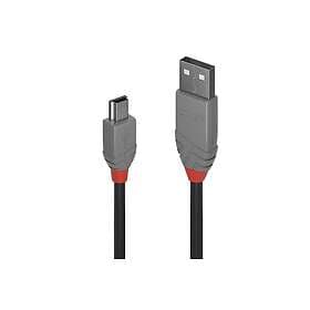 Lindy 36724 USB-kabel 3 m USB 2.0 USB A Mini-USB B Sort