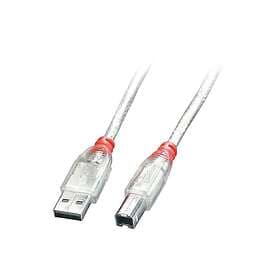 Lindy 41754 USB-kabel 3 m USB 2.0 USB A USB B Transparent
