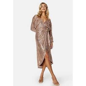 Goddiva Sequin Wrap Midi Dress