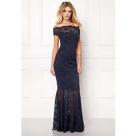 Goddiva Bardot Lace Maxi Dress
