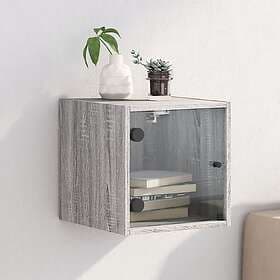vidaXL Nightstand With Glass Door Gray Sonoma 35x37x35cm 836472