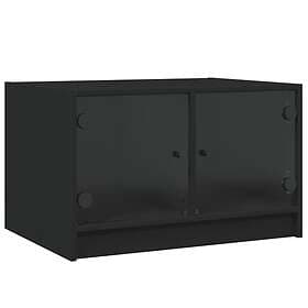 vidaXL Soffbord med glasdörrar svart 68x50x42 cm 836365