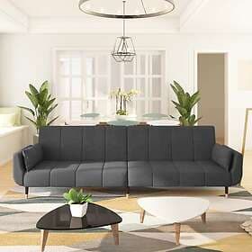 vidaXL Sofabed 2-seater with two cushions dark grey velvet