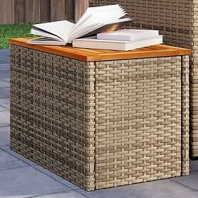 vidaXL Trädgårdsbord 2 st beige 55x34x37cm konstrotting massivt trä 366069
