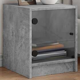 vidaXL Nightstand With Glass Doors 2pcs Concrete Gray 35x37x42cm 836350
