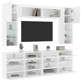 vidaXL Väggmonterade tv-skåp 6 delar med LEDs vit 3216797
