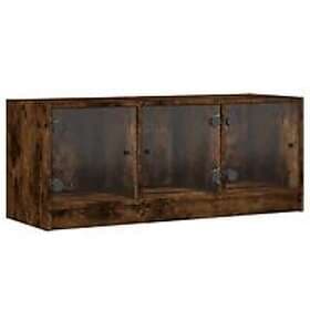 vidaXL TV Stand med glasdörrar rökfärgad ek 102x37x42 cm 836410