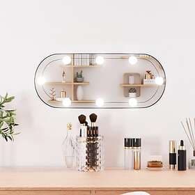 vidaXL Väggspegel med LED-belysning 20x50 cm glas oval 3189159