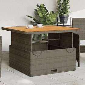 vidaXL Garden Table grey 110x110x71 cm synthetic rattan and acacia wood 368273