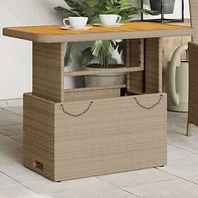 vidaXL Trädgårdsbord beige 90x55x71 cm konstrotting och akaciaträ 368277