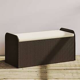 vidaXL Garden Storage Bench with Cushion Brown 115x51x52 cm Faux Rattan 365729