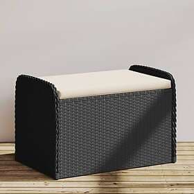 vidaXL Garden Storage Bench with Cushion Black 80x51x52 cm Faux Rattan 365730