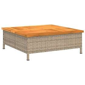 vidaXL Trädgårdsbord beige 70x70x25 cm rotting och akaciaträ 3281631