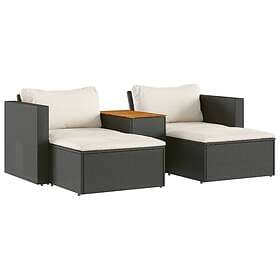 vidaXL Garden sofa set 5-piece black polyrattan acacia wood 365725