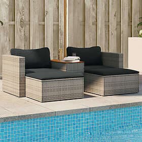 vidaXL Garden sofa with cushions 5-piece grey polyrattan acacia wood 365726