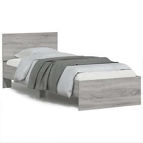 vidaXL Bed Frame with headboard and LEDs grey sonoma 90x190 cm