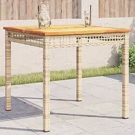 vidaXL Garden Table beige 80x80x75 cm polyrattan acacia wood
