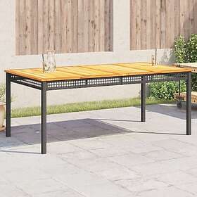 vidaXL Trädgårdsbord svart 180x90x75 cm konstrotting akaciaträ 366279