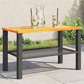 vidaXL Trädgårdsbord svart 70x38x42 cm konstrotting akaciaträ 366270