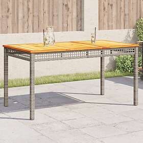 vidaXL Garden Table grey 140x80x75 cm polyrattan acacia wood 366277