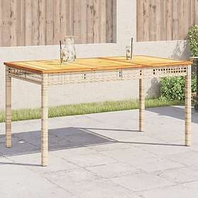 vidaXL Garden Table beige 140x80x75 cm polyrattan acacia wood 366278